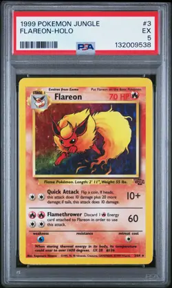 1999 POKEMON JUNGLE #3 FLAREON-HOLO PSA 5 - Image 1