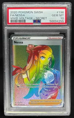 2020 Pokemon SWSH Vivid Voltage Nessa #196/185 PSA 10 - Image 1