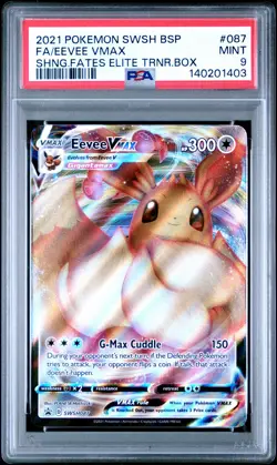 2021 POKEMON SWSH SHINING FATES ETB PROMO #087 FULL ART/EEVEE VMAX PSA 9 - Image 1