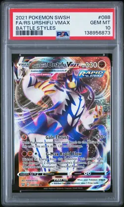 2021 POKEMON SWORD & SHIELD BATTLE STYLES FA/RAPID STRIKE URSHIFU VMAX PSA 10 - Image 1