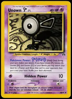 Unown [F] 48/75 Uncommon Neo Discovery Pokemon Card - Image 1