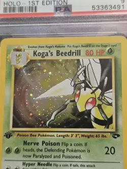 PSA 9 MINT 2000 Pokemon Gym Challenge Kogas Beedrill Holo 1st Edition #9 W Swirl - Image 2