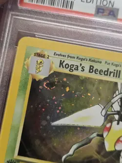 PSA 9 MINT 2000 Pokemon Gym Challenge Kogas Beedrill Holo 1st Edition #9 W Swirl - Image 3