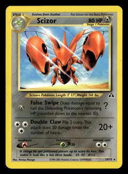 2000 Pokemon Neo Discovery Scizor Non Holo Rare 29/75 UX1723 - Image 1