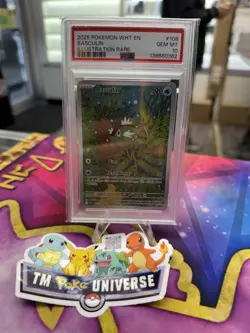 2025 POKEMON WHT EN-WHITE FLARE ILLUSTRATION RARE #108 BASCULIN PSA 10 - Image 1