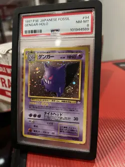 1997 POKEMON JAPANESE FOSSIL #94 GENGAR-HOLO PSA 8 New Cert W Dbl Fart Swirl 🌀 - Image 3