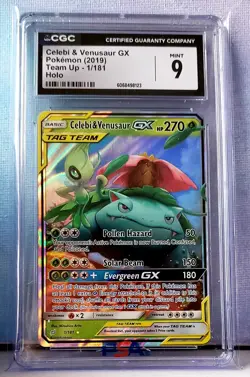 2019 Pokemon Team Up Celebi & Venusaur GX 1/181 Holo CGC 9 - Image 1