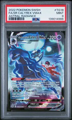 2022 POKEMON SWORD & SHIELD ASTRAL RADIANCE FA/SHADOW RIDER CALYREX VMAX PSA 9 - Image 1