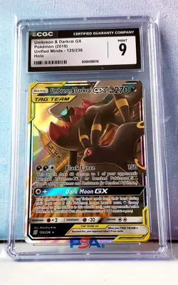 2019 POKEMON UNIFIED MINDS HOLO #125 UMBREON & DARKRAI GX CGC 9 - Image 1