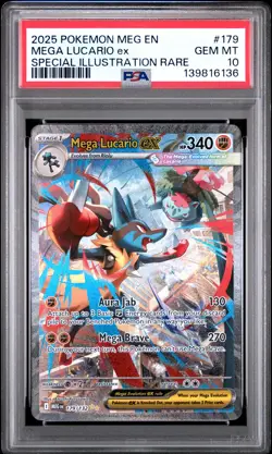 2025 POKEMON MEG SPECIAL ILLUSTRATION RARE #179 MEGA LUCARIO EX PSA 10 - Image 1