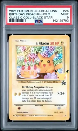 2021 POKEMON CELEBRATIONS CLASSIC COLLECTION #24 BIRTHDAY PIKACHU-HOLO PSA 9 - Image 1