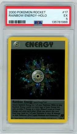 2000 POKEMON ROCKET #17 RAINBOW ENERGY-HOLO PSA 5 - Image 1