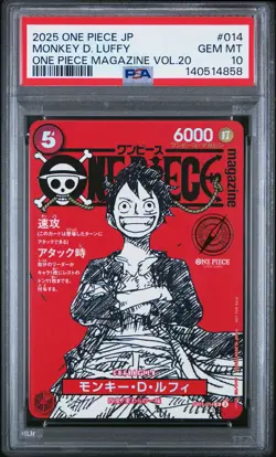 2025 ONE PIECE JPN PROMOS ONE PIECE MAGAZINE VOL.20 #014 MONKEY D. LUFFY PSA 10 - Image 1