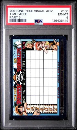 2001 CARDDASS ONE PIECE VISUAL ADVENTURE PART 3 #100 TIMETABLE PSA 6 - Image 1
