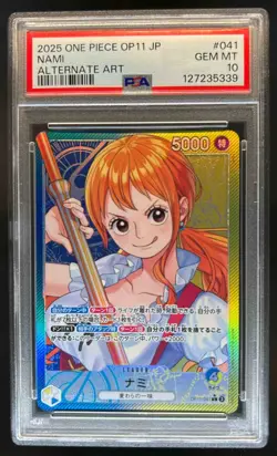 2025 One Piece A Fist of Divine Speed Nami Alternate Art #OP11-054 PSA 10 - Image 1