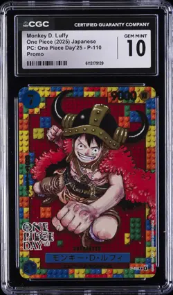 2025 ONE PIECE JPN PC: ONE PIECE DAY '25 PROMO MONKEY D LUFFY CGC 10 GEM MINT - Image 1