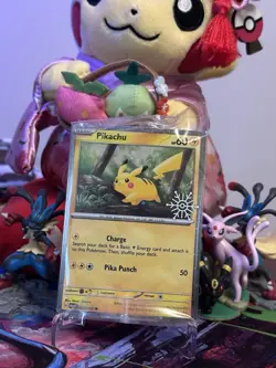 Pikachu 025/165 Stamp Promo Card (Pokemon TGC) Holiday Calander 2025 Holo NM - Image 1
