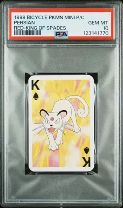 1999 BICYCLE POKEMON MINI PLAYING CARDS RED DECK KING OF SPADES PERSIAN PSA 10 - Image 1