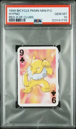 1999 BICYCLE POKEMON MINI PLAYING CARDS RED DECK 9 OF CLUBS HYPNO - Image 1
