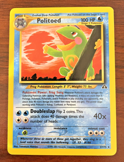 Pokemon card - Politoed #27 - Neo Discovery 2001 - Non Holo Rare - Image 1