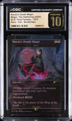2025 MTG RARE FOIL BORDERLESS #1870 NOCTIS'S DEATH MAGIC CGC 10 PRISTINE - Image 1