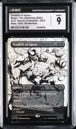 2025 MAGIC: THE GATHERING UNLEASHED RARE FOIL BORDERLESS TENDRILS OF AGONY CGC 9 - Image 1