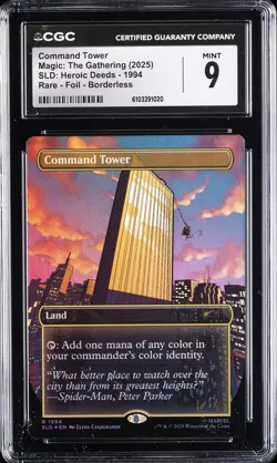 2025 MAGIC: THE GATHERING HEROIC DEEDS RARE FOIL BORDERLESS COMMAND TOWER CGC 9 - Image 1