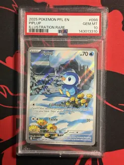 2025 POKEMON PFL EN-PHANTASMALFLAMES ILLUSTRATION RARE #098PIPLUP PSA 10 - Image 1