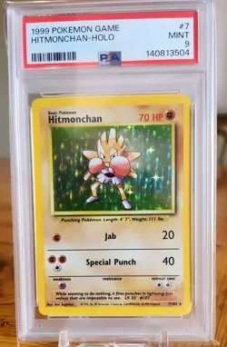 Pokemon TCG Base Set Hitmonchan Holo Rare 7/102 PSA 9 1999 - Image 1