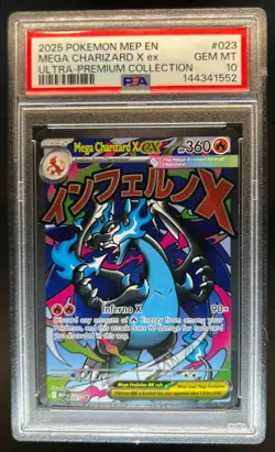 2025 Pokemon MEP Black Star Promos Mega Charizard X ex #023 PSA 10 - Image 1