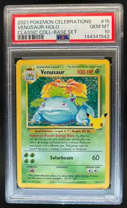 2021 Pokemon SWSH Celebrations Venusaur Classic Collection Holo #15/102 PSA 10 - Image 1