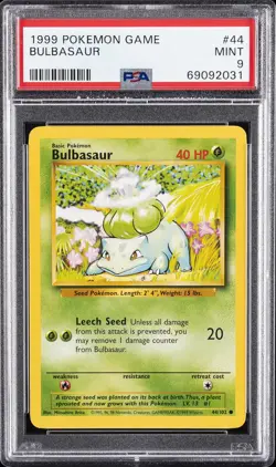 1999 POKEMON BASE SET UNLIMITED #44 BULBASAUR PSA 9 - Image 1
