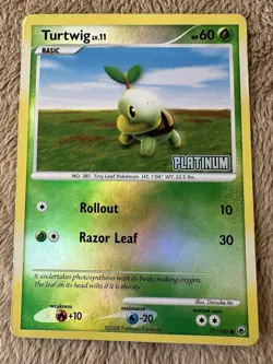 2008 Pokemon TCG MAJESTIC DAWN Turtwig Lv.11 HP60 Reverse Holo 77/100 MP/HP - Image 1