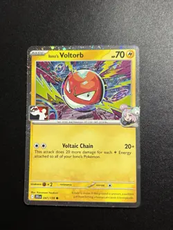 Iono’s Voltorb Prize Play Pack Stamped W/Swirl Cosmos Pokemon League Card #47 JT - Image 1
