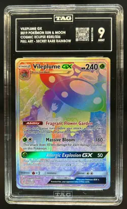 2019 Pokemon Sun & Moon Cosmic Eclipse Vileplume GX Secret Rare #250/236 TAG 9 - Image 1