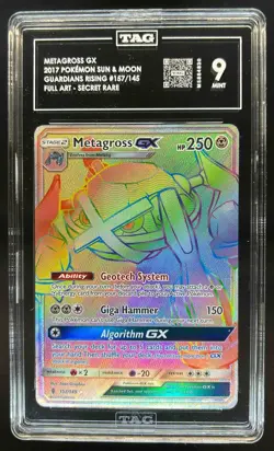 2017 Pokemon Sun & Moon Guardians Rising Metagross GX Secret Rare #157/145 TAG 9 - Image 1