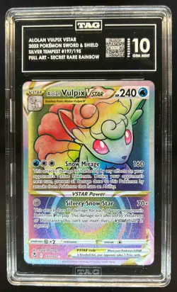 2022 Pokemon SWSH Silver Tempest Alolan Vulpix VST Secret Rare #197/195 TAG 10 - Image 1