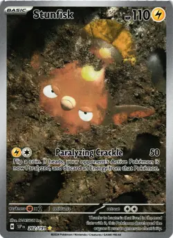 Pokemon TCG Stunfisk SV08 Surging Sparks 202/191 Illustration Rare Holo NM - Image 1