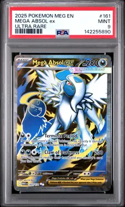 2025 Pokemon Mega Evolutions Mega Absol EX Ultra Rare #161 PSA 9 MINT - Image 1