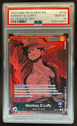 2025 One Piece EB02 EN Monkey D. Luffy Alternate Art #010 PSA 10 Gem Mint - Image 1