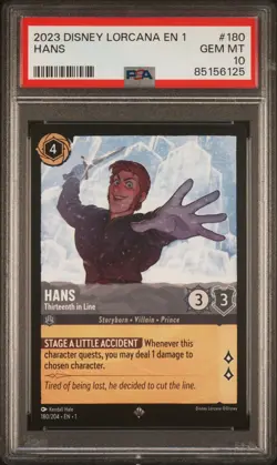 2023 DISNEY LORCANA EN 1-THE FIRST CHAPTER #180 HANS - THIRTEENTH IN LINE PSA 10 - Image 1