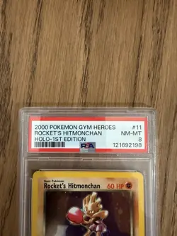 Pokemon TCG Rockets Hitmonchan Holo Rare Card 11/132 1st Edition - PSA 8 - Image 3