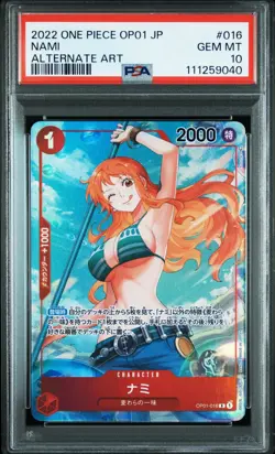 ONE PIECE Card Nami Alt Art OP01-016 Rare ROMANCE DAWN Japanese PSA 10 - Image 1