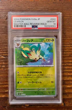 PSA 10 Leafeon Master Ball 002/187 sv8a Terastal Festival Japanese Pokemon Card - Image 1