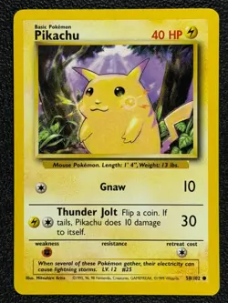 Pikachu 58/102 Base Set Series Base Set COMMON 1999 Pokemon Card TCG WOTC NM - Image 1