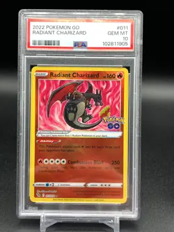Radiant Charizard 011/078 -Ultra Rare Pokemon Card- Pokemon GO PSA 10 Gem Mint - Image 1