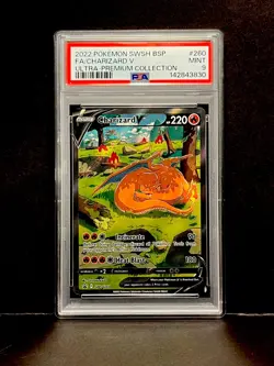 PSA 9 MINT Charizard V SWSH260 FULL ART HOLO PROMO Pokemon Card - Image 1