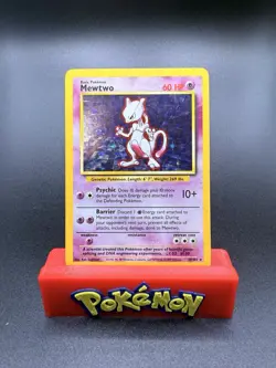 Pokemon Mewtwo TCG Base Set Holo Unlimited Rare Card 10/102 HP - Image 1