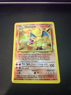 Pokemon TCG Base Set Charizard 4/102 Holo Rare 1999 Unlimited Vintage Card MP - Image 1