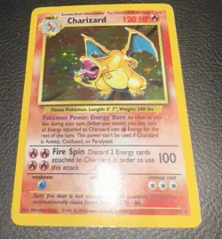 Pokemon TCG Base Set Charizard 4/102 Holo Rare 1999 Unlimited Vintage Card MP - Image 2
